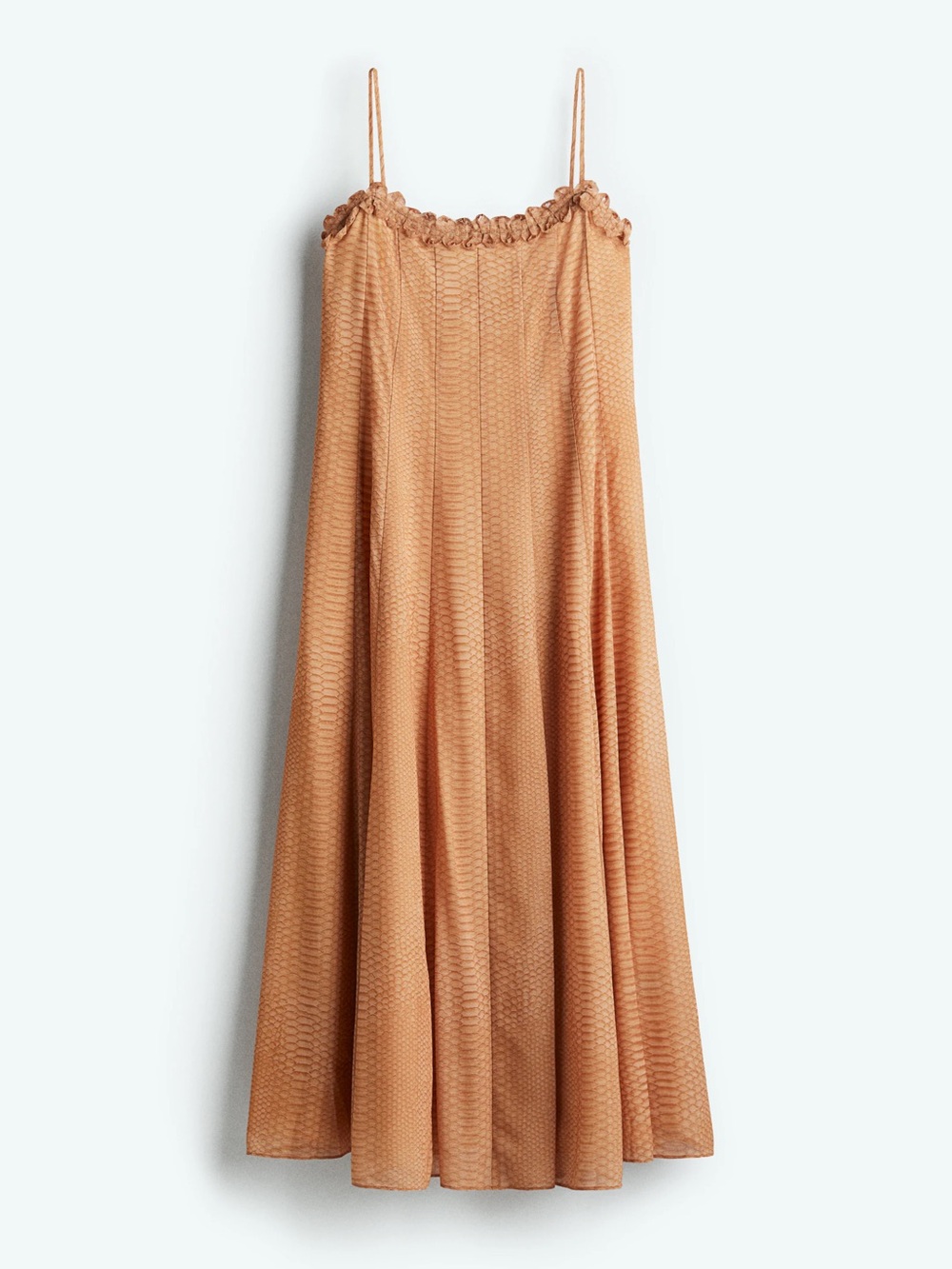 H&M Elegant Peach Maxi Dress with Ruffle Trim